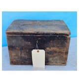 Antique Wooden Crate Box with Hinged Lid