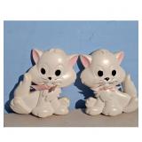 Vintage Pair of White Kittens with Pink Bows Wall