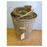 Galvanized Trash can full of scrap wire