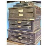Vintage Wooden Multi-Drawer Cabinet with Metal Car