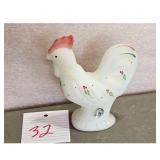 Vintage Hand Painted Milk Glass Rooster Figurine
