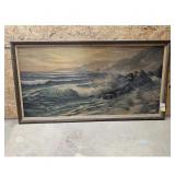 Vintage Seascape Oil Painting by H. Meyer