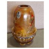 Fenton Hand-Painted Amber Iridescent Glass Fairy L