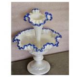 Fenton Opalescent Hobnail Epergne Centerpiece