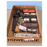 Assorted HO Scale Model Train Cars and Accessories