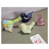 Set of 4 Hand-Painted Glass Bird Figurines by A. H