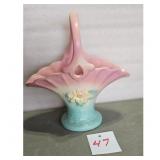 Vintage Pink and Teal Hull Pottery Flower Basket