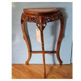 Antique Carved Wood Marble Top Console Table
