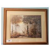 Framed Wildlife Art Print of a Deer in a Forest