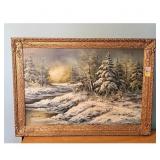 Original Winter Landscape Oil Painting by C. Hardi