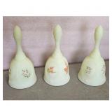 Set of 3 Vintage Fenton Glass Hand Painted Bells