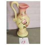 Fenton Art Glass Opalescent Yellow Rose Hand Paint