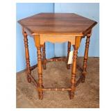 Vintage Hexagonal Accent Table with Carved Legs