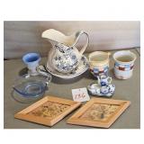Vintage Ceramic Pitcher & Wash Basin Set with Swan