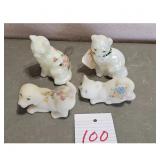 Set of 4 Hand Painted Fenton Cat and Dog Figurines