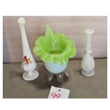 Fenton Art Glass Vases - Cardinal & Floral Designs
