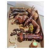 Lot of 10+ Hand Carved Wooden and Stone Animal Fig