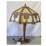 Antique Tiffany Style Slag Glass Table Lamp