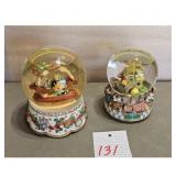 2 Musical Snow Globes - Rocking Horse & Birds