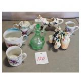 Vintage Ceramic Creamer, Teapot, Mugs, and Donkey