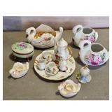 Vintage Porcelain Swan Tea Set and Decorative Piec