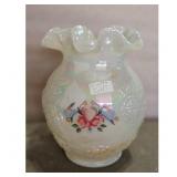 Fenton Art Glass Iridescent Vase Hand Painted