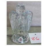 Handpainted Glass Angel Figurine with Floral Base