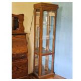 Oak Display Curio Cabinet with Glass Shelves