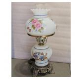 Vintage Floral Hurricane Style Table Lamp