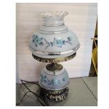 GWTW Style Hurricane Lamp w/Blue Floral Pattern