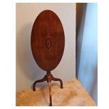 Antique Mahogany Tilt-Top Table with Inlay