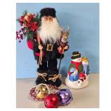 Christmas Santa Claus Figure with Reindeer, Snowma