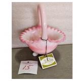 Fenton Pink Opalescent Hobnail Glass Basket