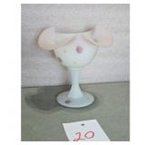 Fenton Berries & Blossoms Opal Satin Glass Compote
