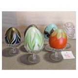 Set of 6 Decorative Glass Easter Eggs in Crystal H
