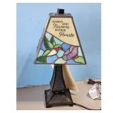 Stained Glass Hummingbird & Flower Table Lamp "Al