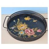 Vintage Hand Painted Floral Tray Fine Arts Studio