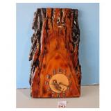 Rustic Wood Bark Wall Clock with Bird Scene