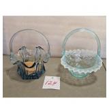 Vintage Blue & Opalescent Glass Baskets Lot