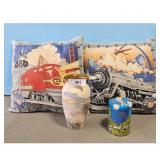 Vintage Lionel Train Themed Decorative Pillows and