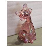 Vintage Pink Iridescent Glass Cat Figurine