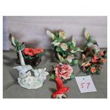 Lot of 6 Ceramic Bird Figurines Hummingbirds Cardi
