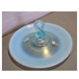 Vintage Blue Glass Candy Dish with Twisted Handle