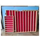 Wooden Display Shelves with Red Felt Backing