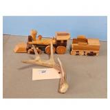 Wooden Train Set and Antler
