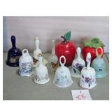 Collection of Decorative Ceramic Bells with Floral