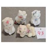 Fenton Hand Painted Teddy Bears Lot of 4