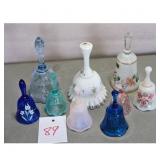 Collection of 8 Glass and Ceramic Decorative Bells