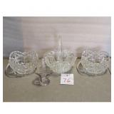 Set of 4 Crystal Glass Baskets with Handles