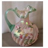 Vintage Pink Iridescent Glass Pitcher